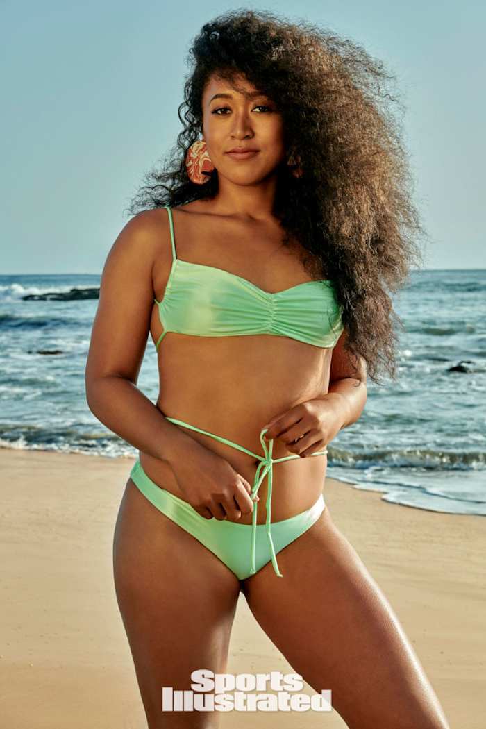 Naomi Osaka was photographed by Yu Tsai in Malibu, Calif. Swimsuit by Frankies Bikinis x Naomi Osaka. Earrings by Taylor Nikole.